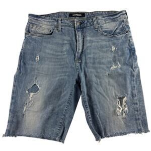 Express Slim Fit Distressed Denim Shorts - Men's Size 36 Waist